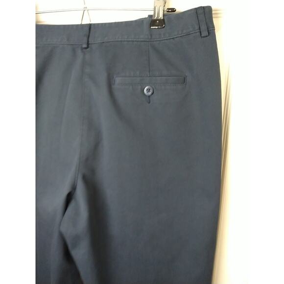 L.L. Bean Woman 14 Pants Flat Front Chino Work Blue Straight Leg Stretch Waist - Picture 9 of 11